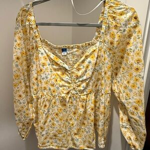 Old Navy Yellow Floral Blouse